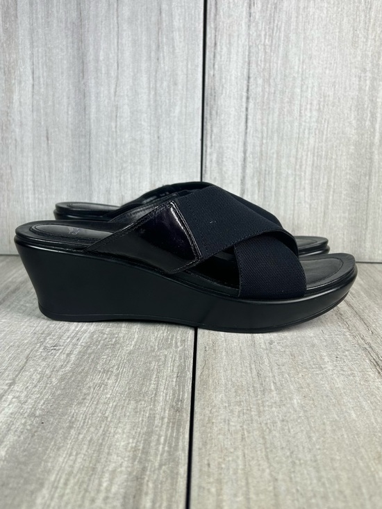 Dansko Shoes - Dansko Ava Black Cross Strap Wedge Slip On Elastic Mules Shoes Women’s Size 8